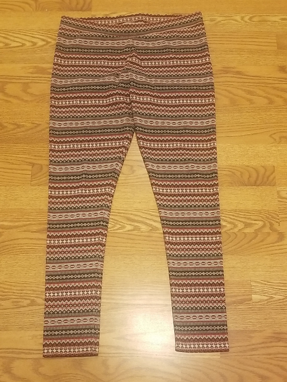 Bethany Mota Striped Geo Print Leggings in Brown and Cream
